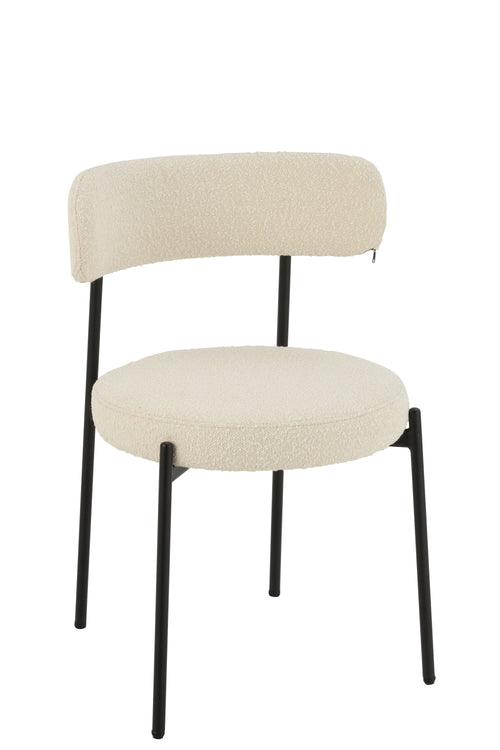J-Line stoel Bouclé - multiplex/polyester - wit/zwart