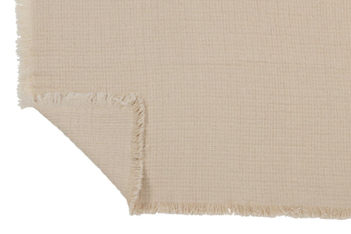 J-Line plaid Franjes Mousseline - katoen - lichtbeige - 130 x 180 cm