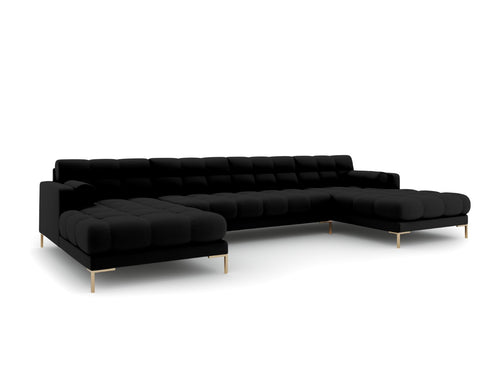 Cosmopolitan Design Panoramische bank Bali 7-zits, structurele stof, zwart - 185x383x75cm