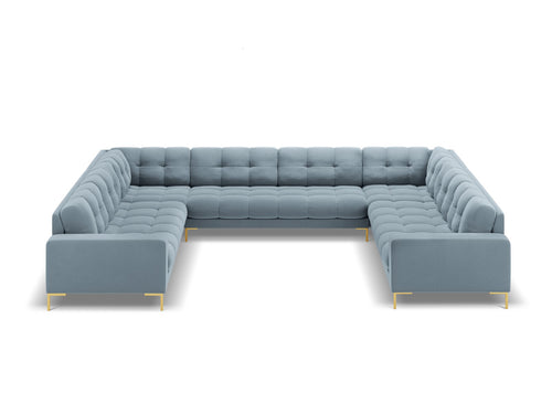 Cosmopolitan Design Panoramische bank Bali 9-zits, flueel, lichtblauw - 256x327x75cm