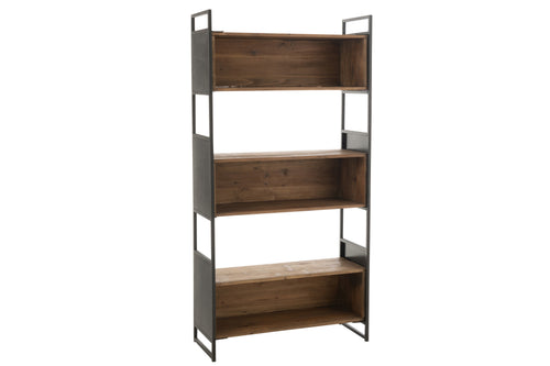 J-Line rek - hout/metaal - zwart/naturel - small