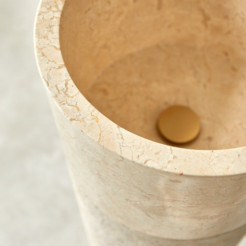 Tikamoon Staande marmeren wastafel in cream ∅ 40 cm - Beige