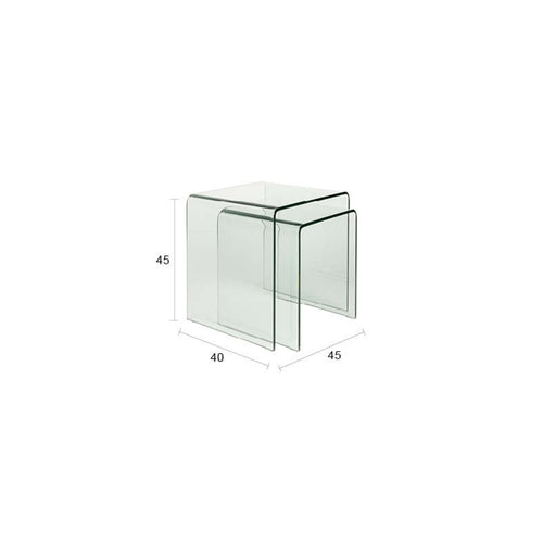 Dutchbone Vetro Bijzettafel Set Van 2 Transparant