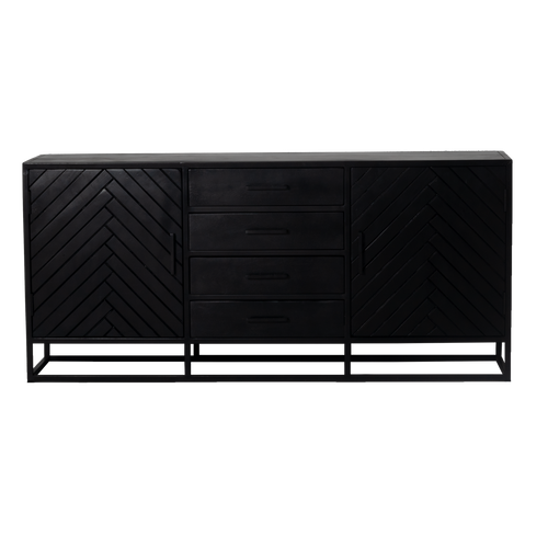 Dressoir Isa Zwart Visgraat Klein Mangohout - Giga Meubel - vtwonen shop