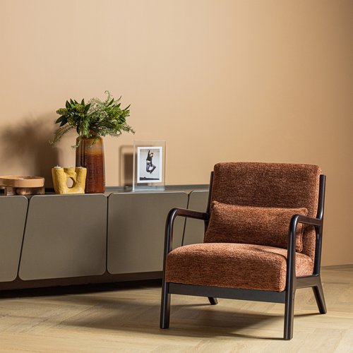 WOOOD fauteuil Mark - Chenille - Bruin - 75x67x82