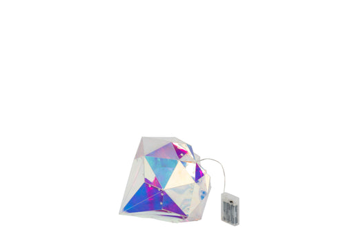 J-Line decoratie Diamant - kunststof - mix - small - LED lichtjes