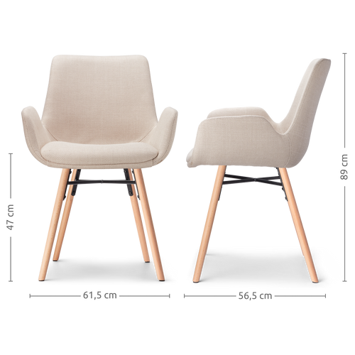 Nolon Nena-Eef Eetkamerstoel Beige - met Armleuning - Stof