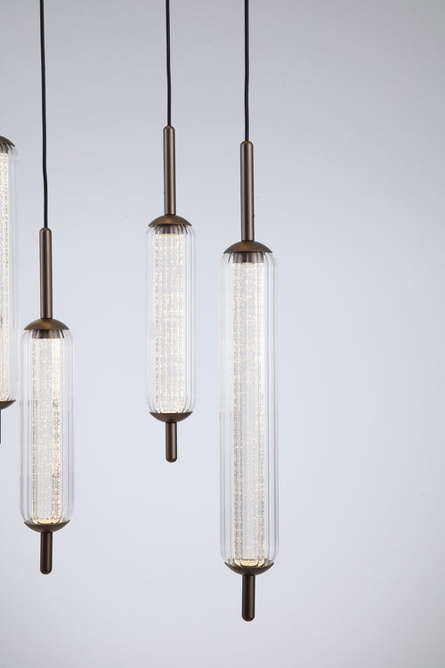 Searchlight hanglamp Cattail - 11 lichts - 85  x 150   cm - brons transparant