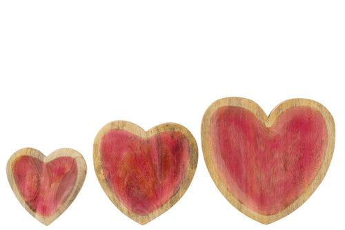 J-Line plateau Hart - hout - roze - set van 3 - vtwonen shop