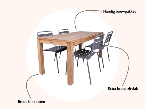 MaximaVida tuinset Java 180 cm muisgrijs