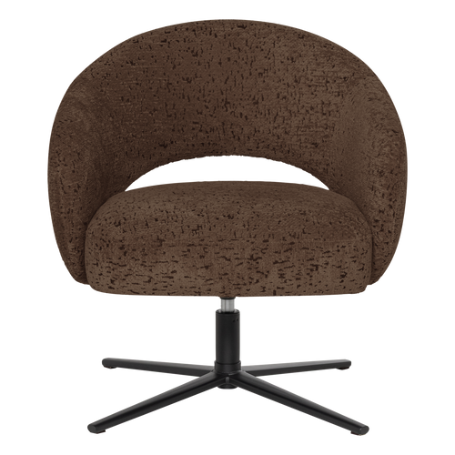 WOOOD draaifauteuil Pico - Wollig Structuur - Bruin - 74x71x69