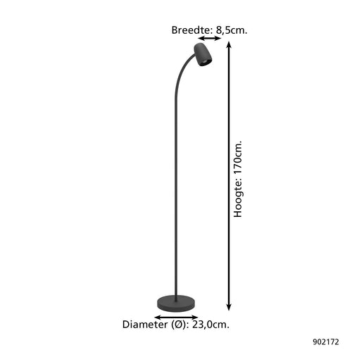 EGLO vloerlamp Carlo - 170 cm - zwart - vtwonen shop
