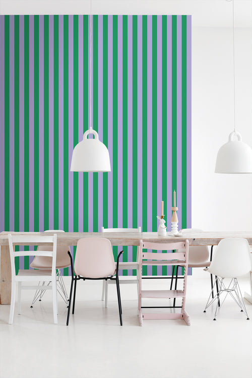 ESTAhome behang strepen groen en lila paars - 53 cm x 10.05 m - 139908 - vtwonen shop