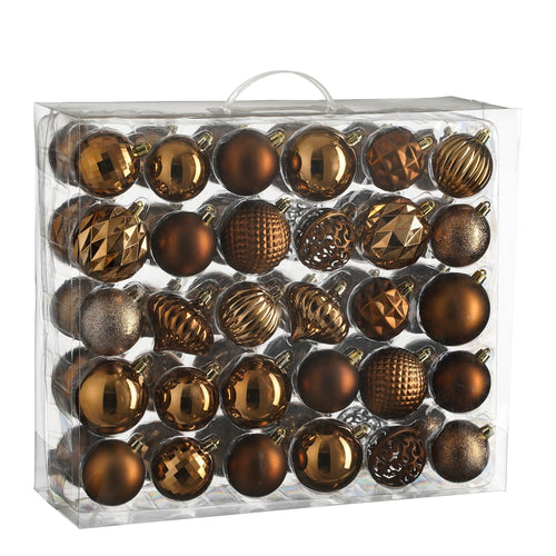 Mica Decorations Kerstballen Set - 60 Stuks - Ø7 cm - Onbreekbaar - Bruin - vtwonen shop
