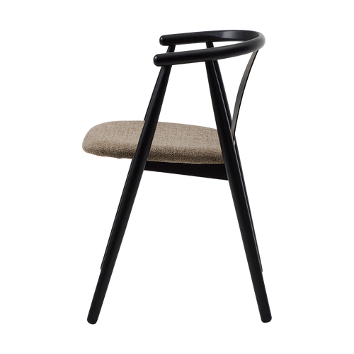 Olivine Kenza Eikenhouten Eetkamerstoel - Zwart met Warm Grijs Zitting - vtwonen shop