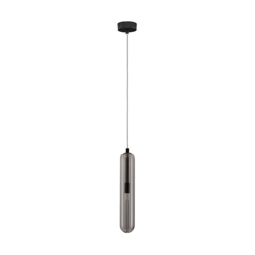 Nova Luce GUSTAVE Slanke hanglamp voor aan het plafond, rookgrijs, matzwart, LED G9 1x5W