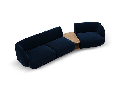 Micadoni Rechte modulaire bank Miley 3-zits, flueel, koningsblauw - 126x303x70cm