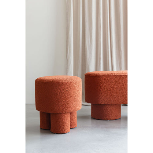 Housecraft Living Marcos Kruk/ Poef  Bouclé Rood/ Bruin - vtwonen shop