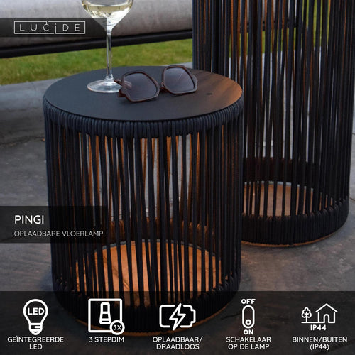 Lucide vloerlamp PINGI - Geïntegreerde LED - Zwart