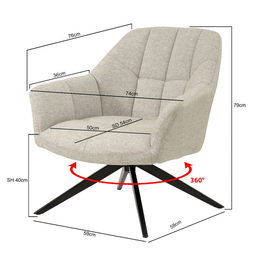 Livingfurn fauteuil Tom Sand - beige - stof