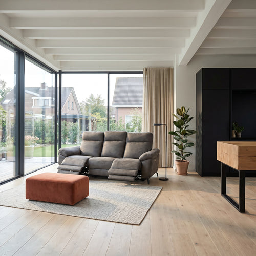 Furnhouse 3-zitsbank Selesta - Taupe - Stof - 96x222x101