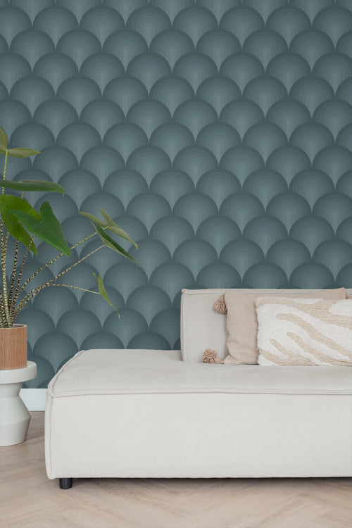 ESTAhome behang 3D-motief petrolblauw - 50 x 900 cm - 131123 - vtwonen shop