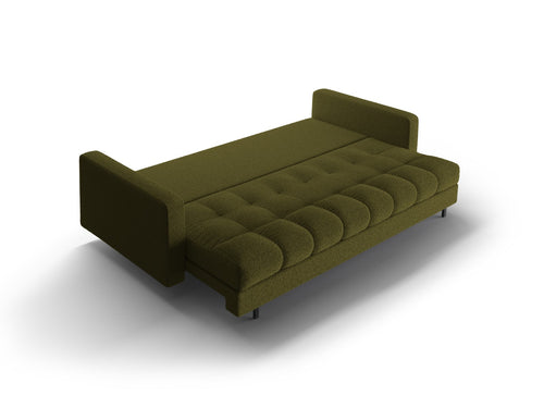 Cosmopolitan Design Slaapbank met opbergdoos Bali 3-zits, boucle donker olijfgroen - 84x222x105cm