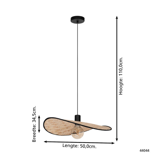 EGLO hanglamp Marywell - e27 - hout - zwart/bruin - vtwonen shop