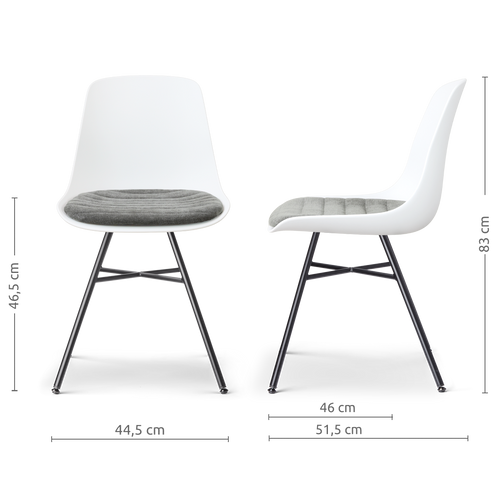 Nolon Noa-Liv eetkamerstoel wit met zeegrijs zitkussen - zwart onderstel