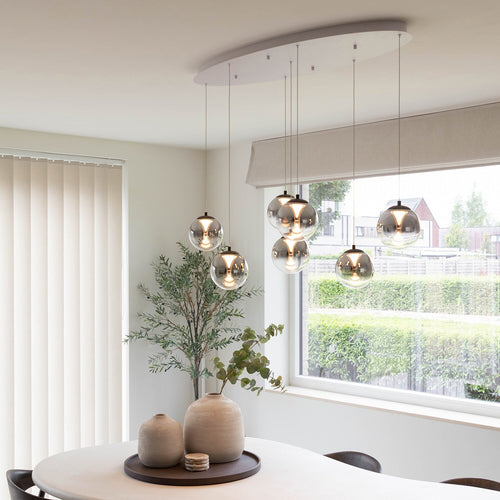 Atmooz hanglamp Monza 7 ovaal - wit - 90 x 32 x H 180 cm - geïntegreerde led
