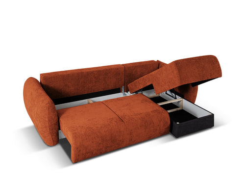 Cosmopolitan Design Converteerbare hoekbank rechts met opbergdoos Matera 4-zits, chenille, terracotta - 173x253x86cm