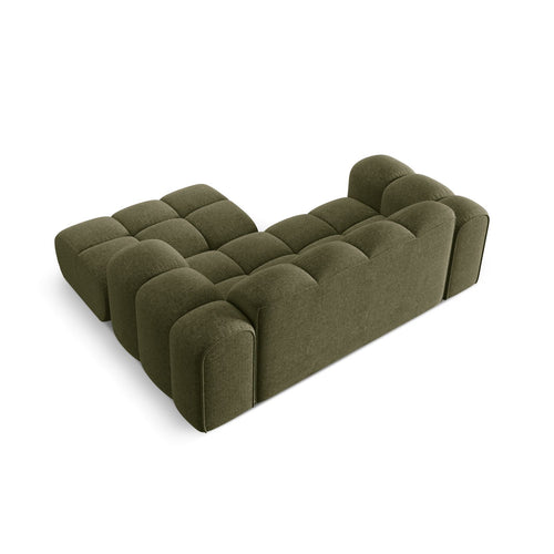Cosmopolitan Design - Rechter hoekbank Treno 2-zits, chenille groente - 164x180x70cm