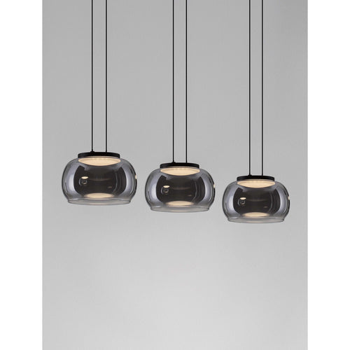Nova Luce BIOS Hanglamp voor aan het plafond, rookgrijs, matzwart, Triac dimbare LED 25W 1515lm 3000K