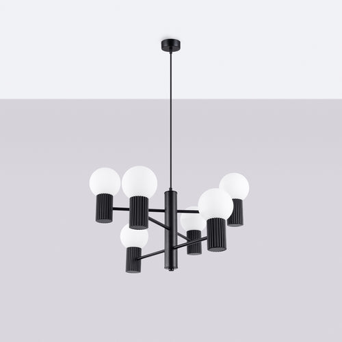 Sollux Lighting Kroonluchter HALO 6 zwart - 64x64x230cm