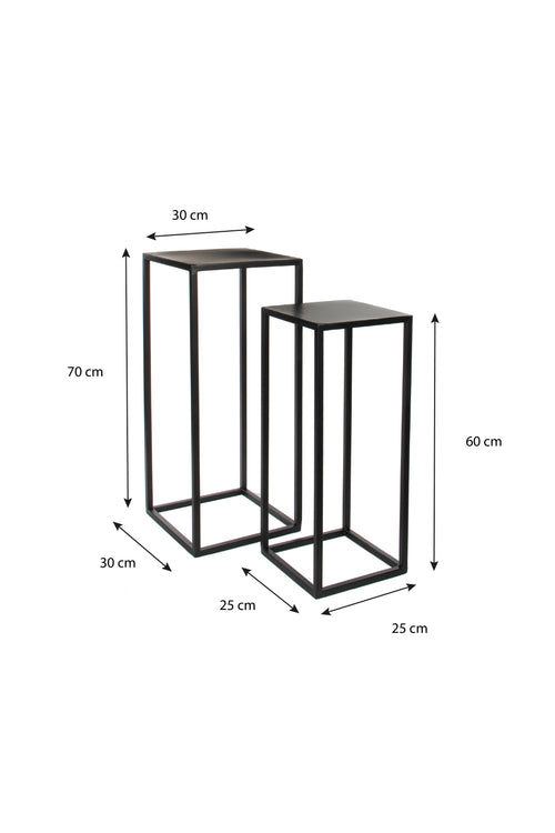 Mica Decorations Goa Bijzettafel - Set van 2 - L30 x B30 x H70 cm - Metaal - Zwart