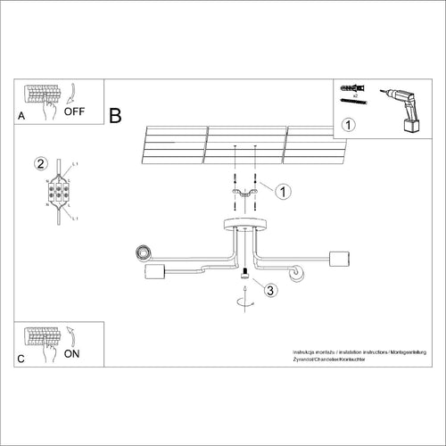 Sollux Lighting Kroonluchter TIMBO 4 wit - 75x58x16,5cm