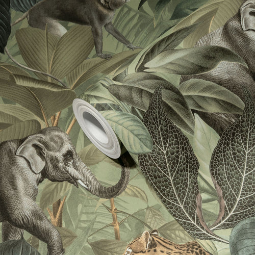 Livingwalls behang jungle-motief groen, grijs, bruin en geel - 53 cm x 10.05 m - AS-387243 - vtwonen shop