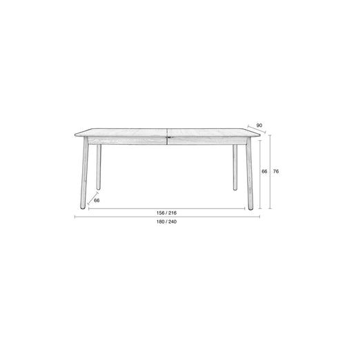 Zuiver Glimps Uitschuifbare Eettafe 180/240x90 cm Hout Naturel - vtwonen shop