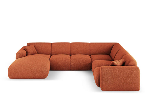 Cosmopolitan Design Panoramische hoekbank rechts Nolio 6-zits, chenille terracotta - 252x342x72cm