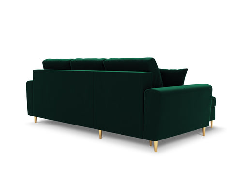 Cosmopolitan Design Omkeerbare converteerbare hoekbank met opbergdoos Kyoto 4-zits, flueel flessengroen - 145x241x88cm