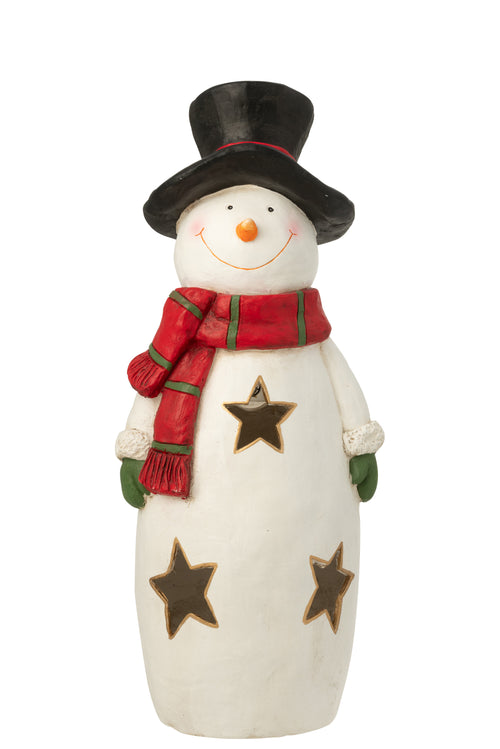 J-Line theelichthouder Sneeuwman Sjaal + Hoed - magnesium - mix - large - vtwonen shop