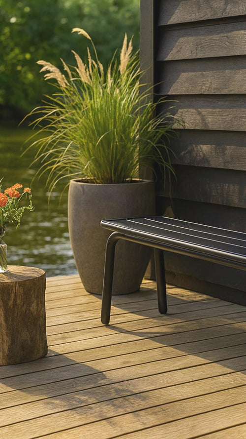 MaximaVida metalen tuinbank Max 120 cm zwart - zonder rugleuning