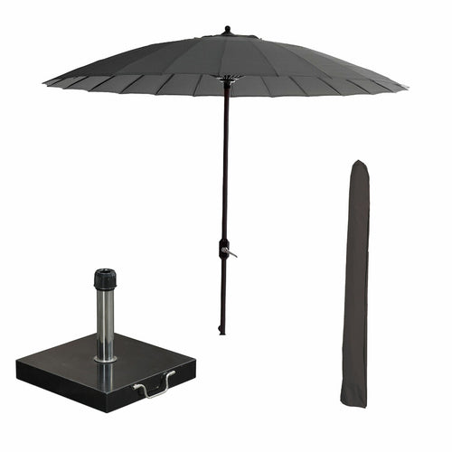 Garden Impressions stokparasol Manilla d grijs Ø250 cm met 40kg Cosmo voet en hoes