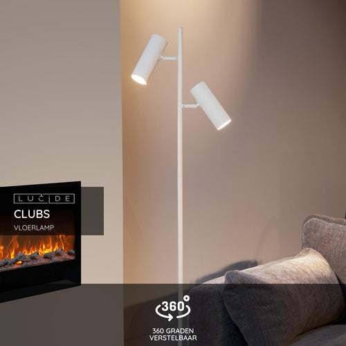 Lucide vloerlamp CLUBS - 2xGU10 - Wit - vtwonen shop