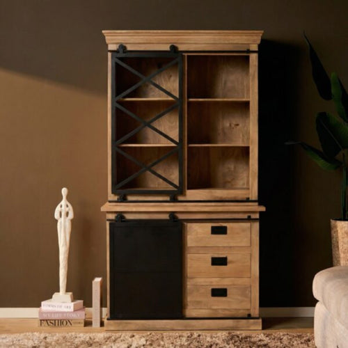 Starfurn Vitrinekast Fresno - Naturel Hout - 120x45x220cm
