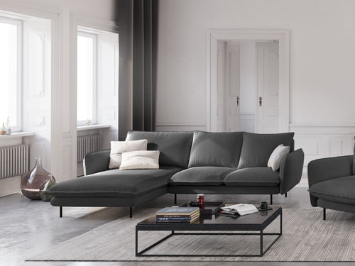 Cosmopolitan Design linker hoekbank Vienna 5-zits, structurele stof, donkergrijs - 170x255x95cm
