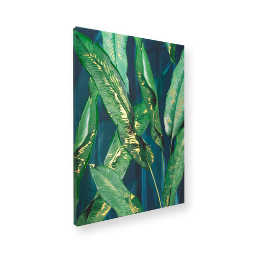 Art for the Home Canvas met handgeschilderde details - Lush leaves green - 70x50cm - Groen - vtwonen shop