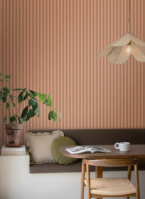 ESTAhome behang strepen roze en bruin - 50 x 900 cm - 131915