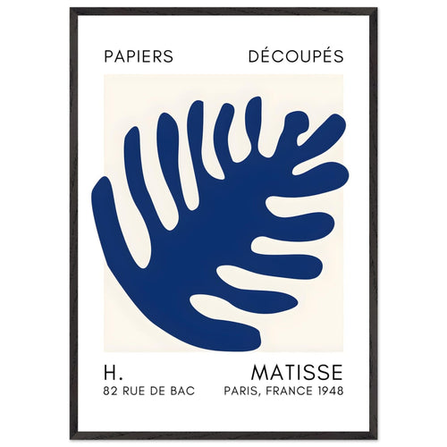 Artfulprints Poster met Lijst Matisse – Coral bloom navy blue II   - 70x100 cm - Blauw