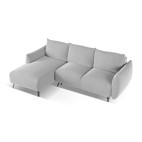 LaMiaSofa hoekbank links Genova - velours - grijs - 242x162x86